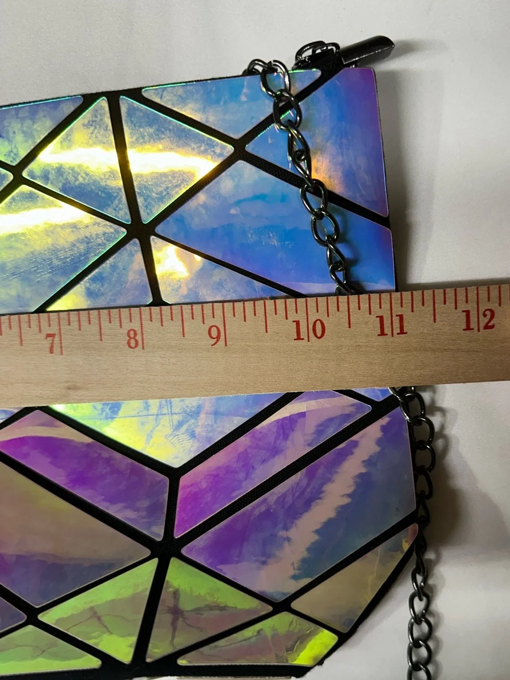 Hot Look Geometric Luminous‎ Iridescent Holographic Crossbody Purse